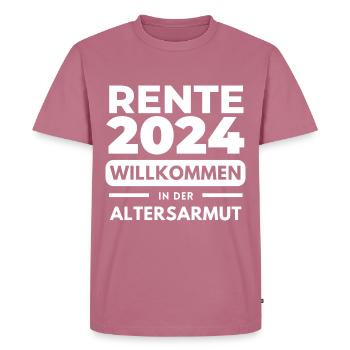 Pension 2024 Welcome to old-age poverty Pensioners - Men's Premium Organic T-Shirt - mauve - Front - Nico (187cm)