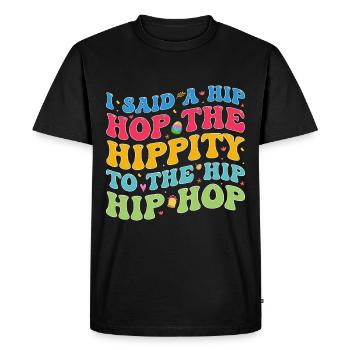 Joyeuses Pâques avec le lapin de Pâques - T-shirt Premium bio Homme - noir - Devant - Nico (187cm)