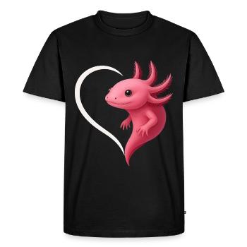 Mignon axolotl avec coeur - T-shirt Premium bio Homme - noir - Devant - Nico (187cm)