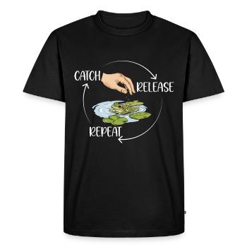 Catch Release Repeat Frog Catching Adventure - Men's Premium Organic T-Shirt - black - Front - Nico (187cm)