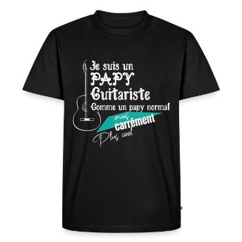 Papy guitariste - guitare - T-shirt Premium bio Homme - noir - Devant - Nico (187cm)