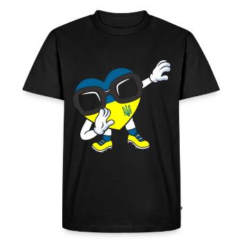 Ukraine Tamponnant Coeur Drapeau Ukraine Paix - T-shirt Premium bio Homme - noir - Devant - Nico (187cm)