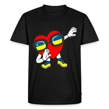Ukraine Dabbing Heart - T-shirt Premium bio Homme - noir - Devant - Nico (187cm)