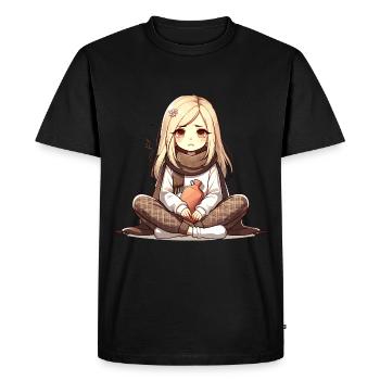 Fille d’humeur d’automne confortable avec bouillotte - T-shirt Premium bio Homme - noir - Devant - Nico (187cm)