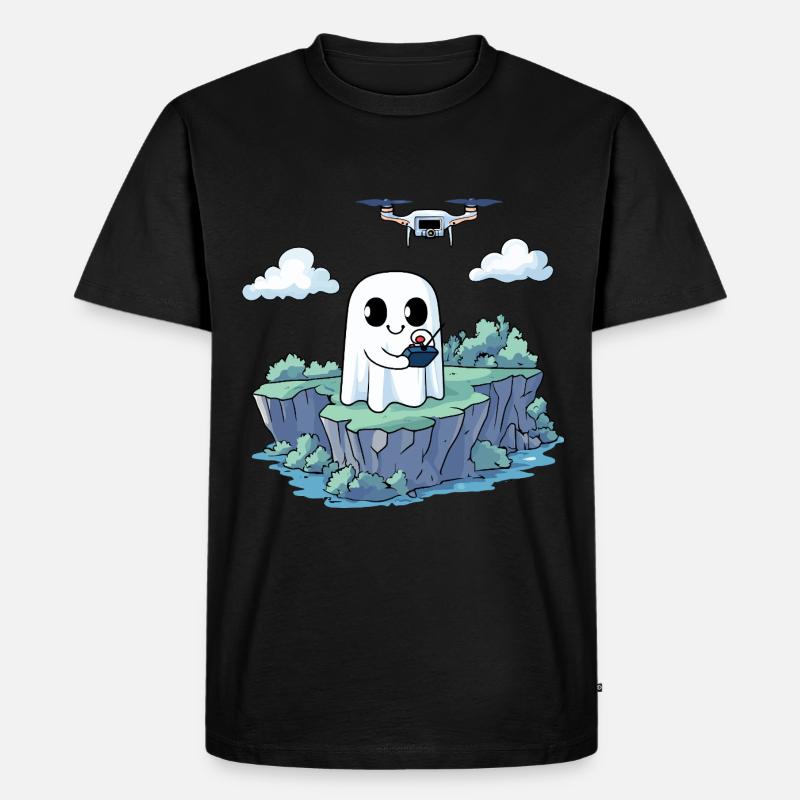 Geist Drohne Halloween - Männer Premium Bio T-Shirt - Schwarz