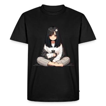 Matinée animée confortable avec thé - T-shirt Premium bio Homme - noir - Devant - Nico (187cm)