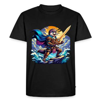 Guerrier intrépide Loutre avec épée - T-shirt Premium bio Homme - noir - Devant - Nico (187cm)