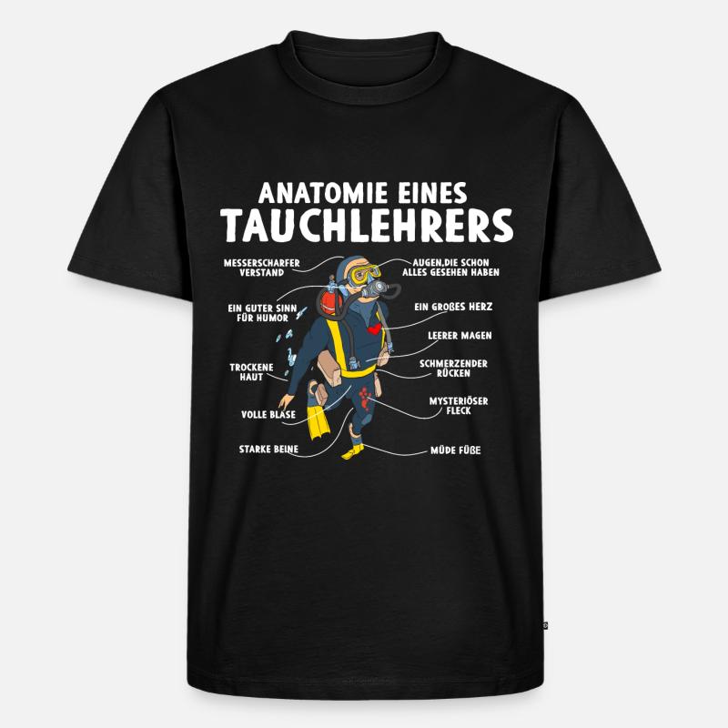 Anatomie eines Tauchlehrers - Männer Premium Bio T-Shirt - Schwarz