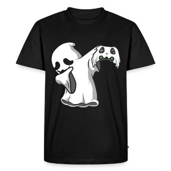 Halloween Dabbing Ghost Gamer - Men's Premium Organic T-Shirt - black - Front - Nico (187cm)