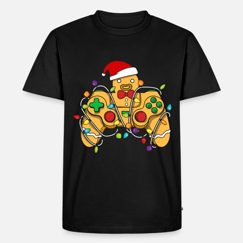 Christmas Gaming Controller Gingerbread - Männer Premium Bio T-Shirt - Schwarz