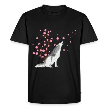 Fleur de cerisier Sibérien Husky Japonais Sakura Fleur - T-shirt Premium bio Homme - noir - Devant - Nico (187cm)