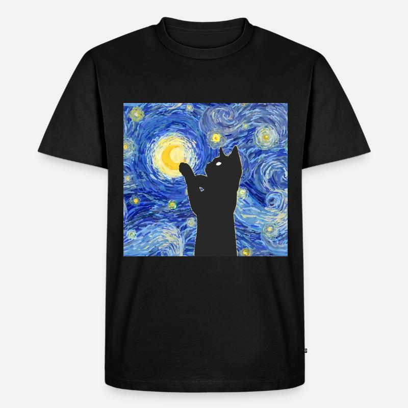 Vincent Van Gogh Katze - Männer Premium Bio T-Shirt - Schwarz