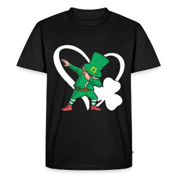 Dabbing St. Patty Cloverleaf Chapeau Coeur - T-shirt Premium bio Homme - noir - Devant - Nico (187cm)