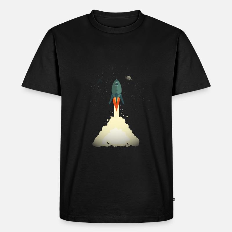 Rakete - Männer Premium Bio T-Shirt - Schwarz