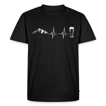 Mountains and beer heartbeat - Men's Premium Organic T-Shirt - black - Front - Nico (187cm)