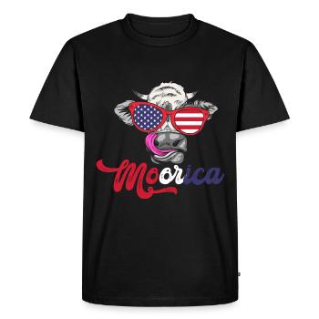 Moorica Cow USA Drapeau - T-shirt Premium bio Homme - noir - Devant - Nico (187cm)