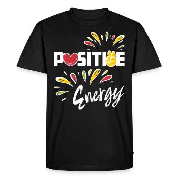 Énergie positive - Optimisme Positivité - T-shirt Premium bio Homme - noir - Devant - Nico (187cm)