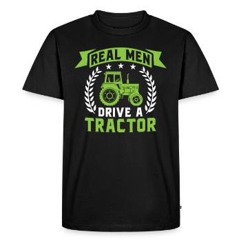 real men drive a tractor gift for farmer - Men's Premium Organic T-Shirt - black - Front - Nico (187cm)