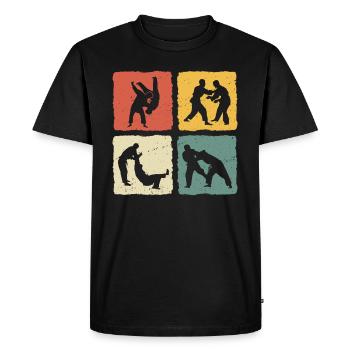 retro Judo t-shirt - Men's Premium Organic T-Shirt - black - Front - Nico (187cm)