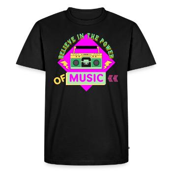 Croyez au pouvoir de la musique - T-shirt Premium bio Homme - noir - Devant - Nico (187cm)