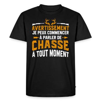 je peux commencer à parler de chasse à tout moment - T-shirt Premium bio Homme - noir - Devant - Nico (187cm)