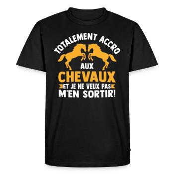 totalement accro aux chevaux cadeau cheval cavalie - T-shirt Premium bio Homme - noir - Devant - Nico (187cm)