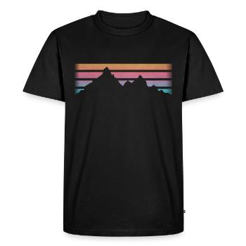 MOUNTAINS - HIKING - RETRO Stripes - Men's Premium Organic T-Shirt - black - Front - Nico (187cm)