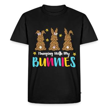 Accrocher avec mes lapins lapins à carreaux - T-shirt Premium bio Homme - noir - Devant - Nico (187cm)
