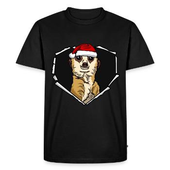 Suricate fissuré avec trou de chapeau de Noël - T-shirt Premium bio Homme - noir - Devant - Nico (187cm)