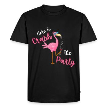 Here To Crash The Party Flamingo - Men's Premium Organic T-Shirt - black - Front - Nico (187cm)