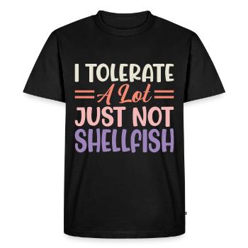 Je tolère beaucoup de choses, mais pas les crustacés - T-shirt Premium bio Homme - noir - Devant - Nico (187cm)