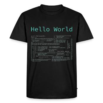 Hello World - Computer Pr... Programmierer & Nerd - Männer Premium Bio T-Shirt - Schwarz - Vorne - Nico (187cm)