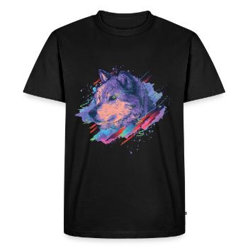 Wolf Splash - Men's Premium Organic T-Shirt - black - Front - Nico (187cm)