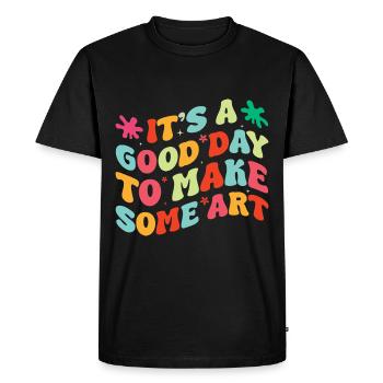 Artists - A good day to make art - Men's Premium Organic T-Shirt - black - Front - Nico (187cm)