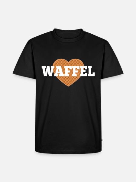 Waffel Love Herz - Männer Premium Bio T-Shirt - Schwarz