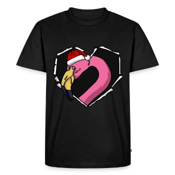 Flamingo fissure déchiré cœur de capuchon perforé - T-shirt Premium bio Homme - noir - Devant - Nico (187cm)