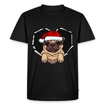 Pug Dog Crack Hole Casquette de Noël Noël - T-shirt Premium bio Homme - noir - Devant - Nico (187cm)