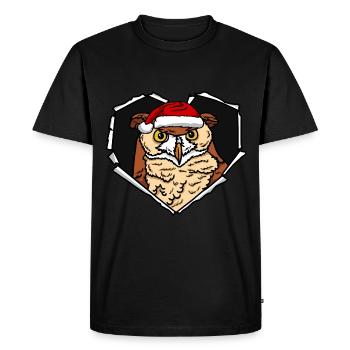 Visage de hibou fissuré avec trou de casquette de Noël - T-shirt Premium bio Homme - noir - Devant - Nico (187cm)