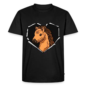 Pony Crack Torn Hole Heart Pony Face - Men's Premium Organic T-Shirt - black - Front - Nico (187cm)