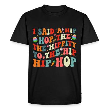 Joyeuses Pâques avec le lapin de Pâques - T-shirt Premium bio Homme - noir - Devant - Nico (187cm)