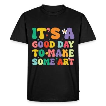 Artists - A good day to make art - Men's Premium Organic T-Shirt - black - Front - Nico (187cm)
