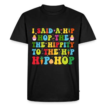 Joyeuses Pâques avec le lapin de Pâques - T-shirt Premium bio Homme - noir - Devant - Nico (187cm)