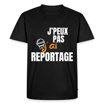 Je peux pas j'ai reportage - journaliste - T-shirt Premium bio Homme - noir - Devant - Nico (187cm)