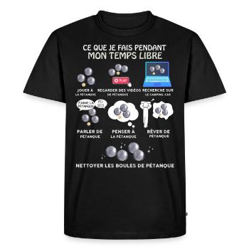 Pétanque Idée Cadeau Homme Humour Papy - T-shirt Premium bio Homme - noir - Devant - Nico (187cm)