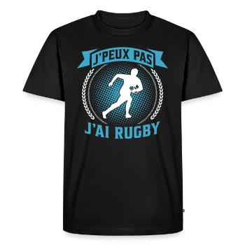 je peux pas j'ai rugby - T-shirt Premium bio Homme - noir - Devant - Nico (187cm)