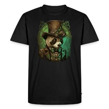 Steampunk Panda Bear - Men's Premium Organic T-Shirt - black - Front - Nico (187cm)
