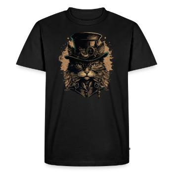 Chat Steampunk - T-shirt Premium bio Homme - noir - Devant - Nico (187cm)