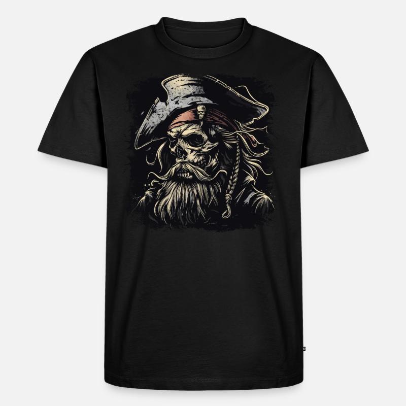 Piratenschädel - Männer Premium Bio T-Shirt - Schwarz