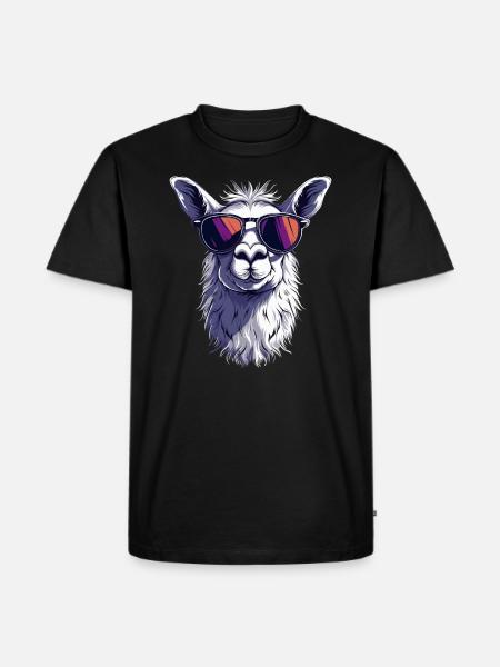 Funny Llama Alpaca - Men's Premium Organic T-Shirt - black