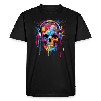 Zombie skull loves music - Men's Premium Organic T-Shirt - black - Front - Nico (187cm)